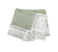 Hadetoto Couverture en tricot de coton doux et dentelle au crochet pour nouveau-né filles garçons 82 x 102 cm (vert clair)