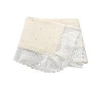 Hadetoto Couverture en tricot de coton doux et dentelle au crochet pour nouveau-né filles garçons 82 x 102 cm (crème)