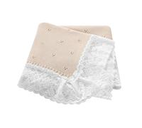 Hadetoto Couverture en tricot de coton doux et dentelle au crochet pour nouveau-né filles garçons 82 x 102 cm (kaki)