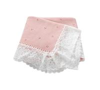 Hadetoto Couverture en tricot de coton doux et dentelle au crochet pour nouveau-né filles garçons 82 x 102 cm (rose)