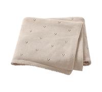 Hadetoto Couverture pour bébé 100 % coton cellulaire douce et confortable en tricot beige 100 x 80 cm
