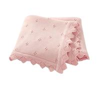 Hadetoto Couverture pour bébé 100 % coton tricoté - Cadeaux essentiels pour nouveau-né - 100 x 80 cm (rose)