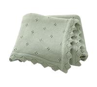 Hadetoto Couverture pour bébé 100 % coton tricoté - Cadeaux essentiels pour nouveau-né - 100 x 80 cm (vert sauge)