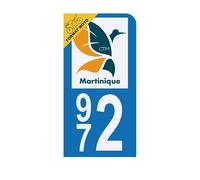 HADEXIA Autocollant Plaque d’immatriculation Moto 972 Martinique DROM Version BIS