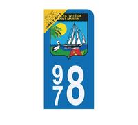 HADEXIA Autocollant Plaque d’immatriculation Moto 978 Collectivité de Saint Martin