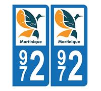 HADEXIA Autocollant Plaque d'immatriculation 972 Martinique BIS