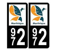 HADEXIA Autocollant Plaque d'immatriculation 972 Martinique BIS Noir Couleur