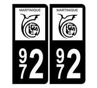 HADEXIA Autocollant Plaque d'immatriculation 972 Martinique Noir
