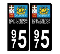 HADEXIA Autocollant Plaque d'immatriculation 975 Saint Pierre et Miquelon Noir Couleur
