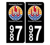 HADEXIA Autocollant Plaque d'immatriculation 987 Polynésie Française BIS Noir Couleur