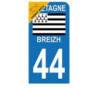 HADEXIA Autocollant Plaque d'immatriculation Moto 44 Bretagne Breizh
