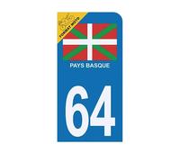 HADEXIA Autocollant Plaque d'immatriculation Moto 64 Pays Basque