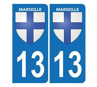 HADEXIA Autocollant Plaque d'immatriculation Voiture 13 Blason Marseille BIS