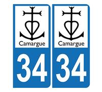 HADEXIA Autocollant Plaque d'immatriculation Voiture 34 Logo Camargue