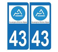 HADEXIA Autocollant Plaque d'immatriculation Voiture 43 Auvergne Rhône Alpes BIS