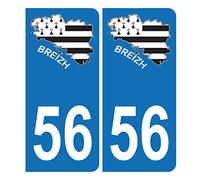 HADEXIA Autocollant Plaque d'immatriculation Voiture 56 Carte Bretagne