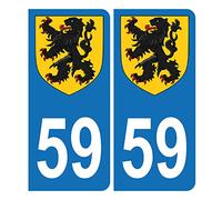 HADEXIA Autocollant Plaque d'immatriculation Voiture 59 Blason des Flandres