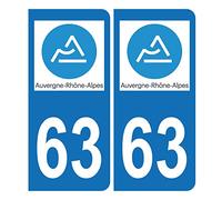 HADEXIA Autocollant Plaque d'immatriculation Voiture 63 Auvergne Rhône Alpes BIS