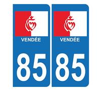 HADEXIA Autocollant Plaque d'immatriculation Voiture 85 Drapeau Vendéen BIS