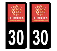 HADEXIA Autocollant Plaque d'immatriculation Voiture département 30 Gard Logo Ancienne Région Languedoc-Roussillon Noir Couleur