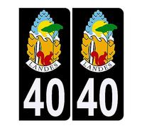 HADEXIA Autocollant Sticker Plaque d’immatriculation Voiture 40 Blason des Landes Noir Logo Couleur