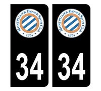 HADEXIA Autocollant Sticker Plaque d'immatriculation 34 Montpellier Hérault Sporting Club Noir