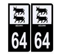 HADEXIA Autocollant Sticker Plaque d'immatriculation Voiture 64 Béarn Noir