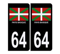 HADEXIA Autocollant Sticker Plaque d'immatriculation Voiture 64 Pays Basque Noir Logo Couleur