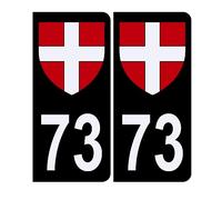 HADEXIA Autocollant Sticker Plaque d'immatriculation Voiture 73 Croix de Savoie Noir Logo Couleur