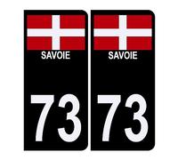 HADEXIA Autocollant Sticker Plaque d'immatriculation Voiture 73 Croix de Savoie Version BIS Noir Logo Couleur