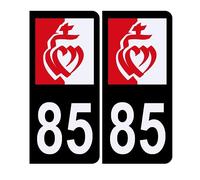 HADEXIA Autocollant Sticker Plaque d'immatriculation Voiture 85 Drapeau Vendéen Noir Logo Couleur