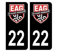 HADEXIA Autocollant Stickers Plaque d'immatriculation 22 Club EAG en Avant Guingamp Foot Noir
