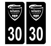 HADEXIA Autocollant Stickers Plaque d'immatriculation 30 Club Olympique Nîmes Foot Noir