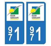 HADEXIA Autocollant Stickers Plaque d'immatriculation 971 Guadeloupe DROM Version BIS