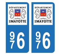 HADEXIA Autocollant Stickers Plaque d'immatriculation Auto Voiture 976 Mayotte