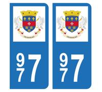 HADEXIA Autocollant Stickers Plaque d'immatriculation Auto Voiture 977 Saint-Barthélemy