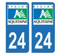 HADEXIA Autocollant Stickers Plaque d'immatriculation département 24 Dordogne Ancienne Région Aquitaine
