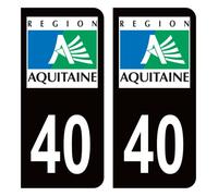 HADEXIA Autocollant Stickers Plaque d'immatriculation département 40 Landes Ancienne Région Aquitaine Noir Couleur