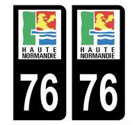 HADEXIA Autocollant Stickers Plaque d'immatriculation département 76 Seine-Maritime Ancienne Région Haute Normandie Noir Couleur