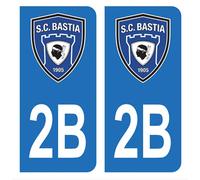 HADEXIA Autocollant Stickers Plaque d'immatriculation Voiture Auto 2B Club SCB Sporting Club Bastia