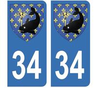 HADEXIA Autocollant Stickers Plaque d'immatriculation Voiture Auto 34 Blason Sète
