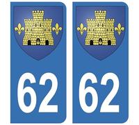 HADEXIA Autocollant Stickers Plaque d'immatriculation Voiture Auto 62 Blason Lens