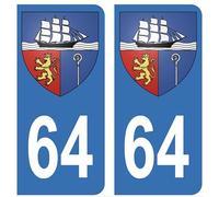 HADEXIA Autocollant Stickers Plaque d'immatriculation Voiture Auto 64 Blason St Jean de Luz