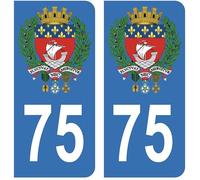HADEXIA Autocollant Stickers Plaque d'immatriculation Voiture Auto 75 Blason Paris