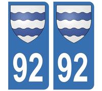 HADEXIA Autocollant Stickers Plaque d'immatriculation Voiture Auto 92 Blason Nanterre