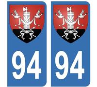 HADEXIA Autocollant Stickers Plaque d'immatriculation Voiture Auto 94 Blason Villejuif