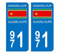 HADEXIA Autocollant Stickers Plaque d'immatriculation Voiture Auto 971 Guadeloupe DROM