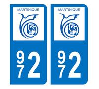 HADEXIA Autocollant Stickers Plaque d'immatriculation Voiture Auto 972 Martinique DROM