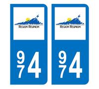 HADEXIA Autocollant Stickers Plaque d'immatriculation Voiture Auto 974 La Réunion DROM