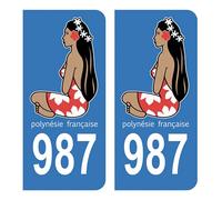 HADEXIA Autocollant Stickers Plaque d'immatriculation Voiture Auto 987 Polynésie Française DROM